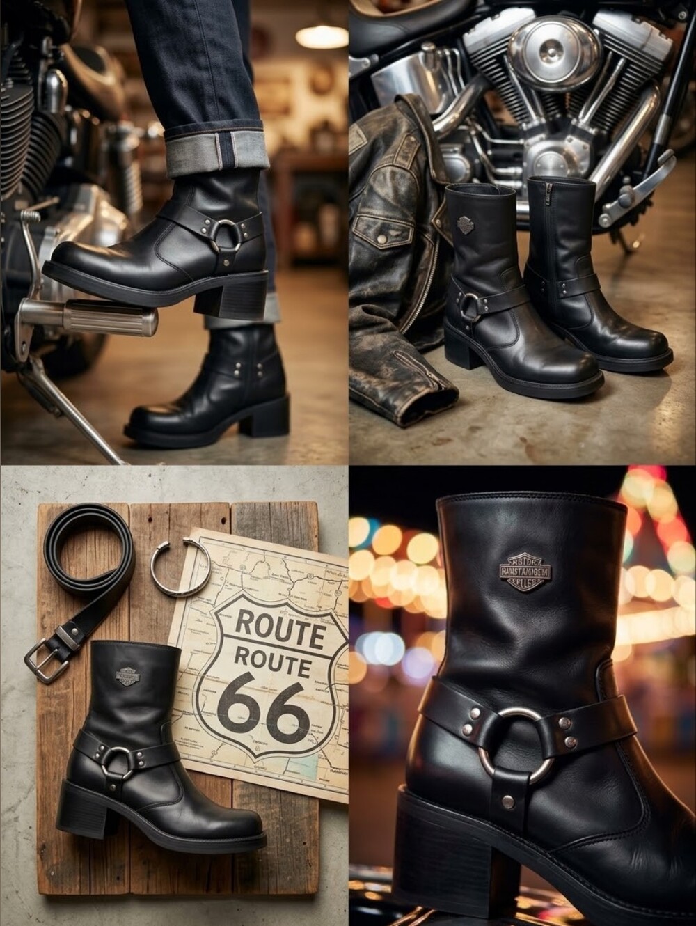 Vintage Harley-Davidson Women's Pavement Harness Leather Boots – Size 9.5 M